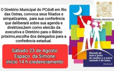 Convocatória para conferência municipal do PCdoB em Rio das Ostras